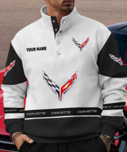 Corvette Custom Name Quarter Button Pullover Sweatshirt