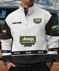 Jeep Custom Name Quarter Button Pullover Sweatshirt