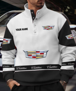 Cadillac Custom Name Quarter Button Pullover Sweatshirt