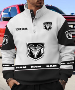 Ram Custom Name Quarter Button Pullover Sweatshirt