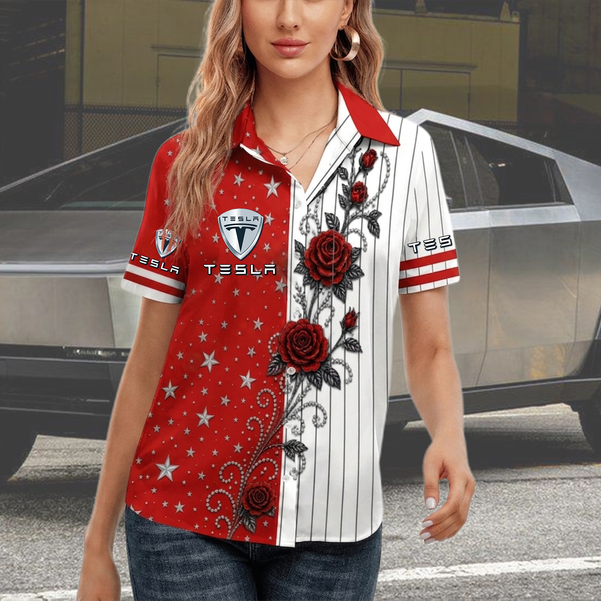 Tesla Women Short Sleeve Shirt