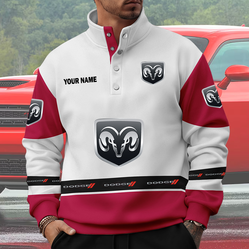 Dodge Custom Name Quarter Button Pullover Sweatshirt - Image 2
