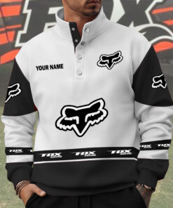 Fox Custom Name Quarter Button Pullover Sweatshirt