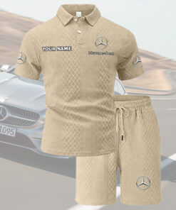 Mercedes Tracksuit Men's Leisure 2-Piece Polo Shirt Short Sleeve Jacquard
