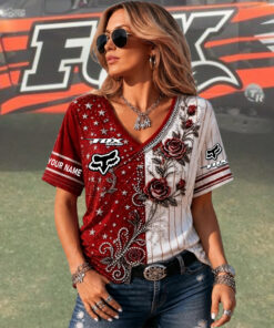 Fox Custom Name Woman V-Neck Shirt