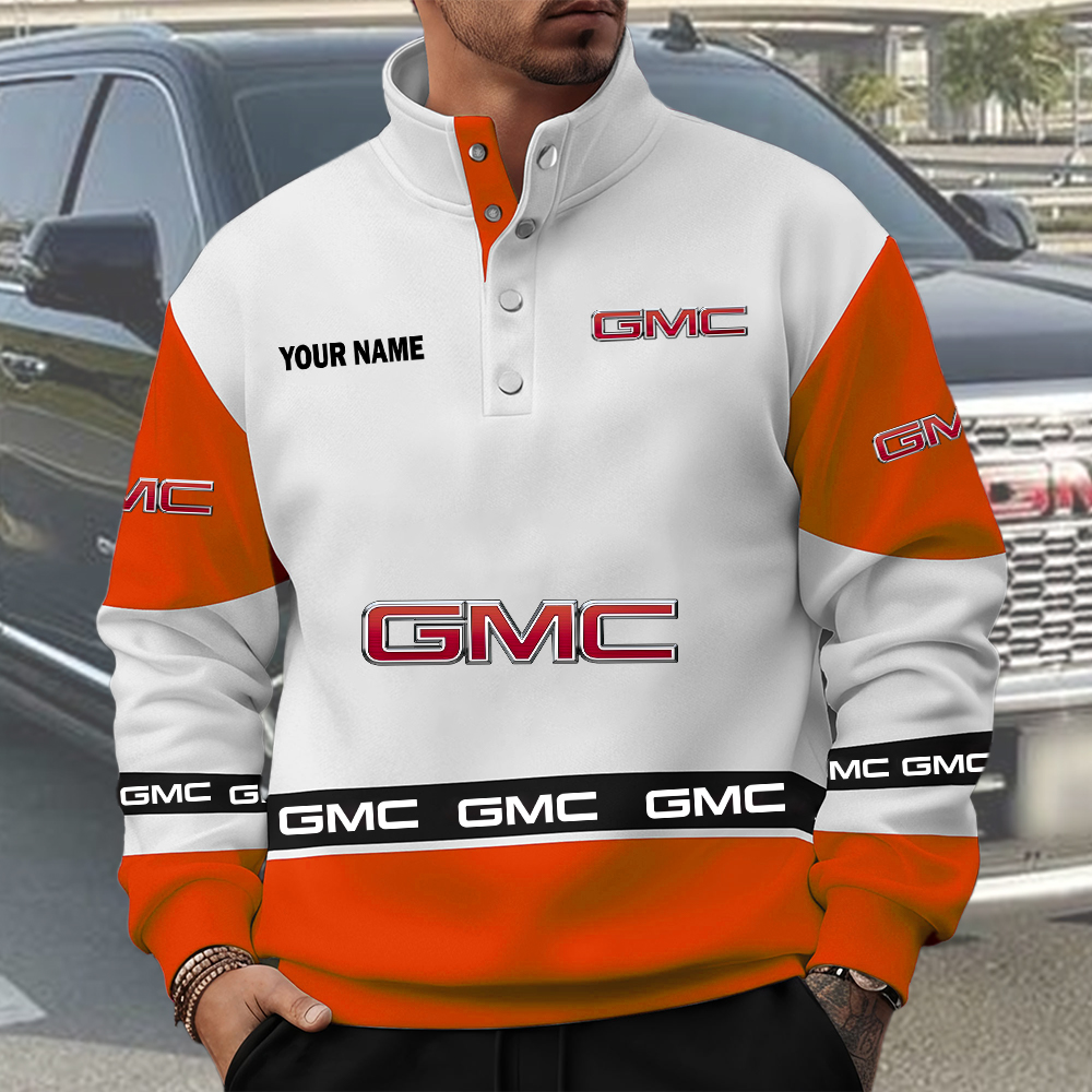 GMC Custom Name Quarter Button Pullover Sweatshirt - Image 3