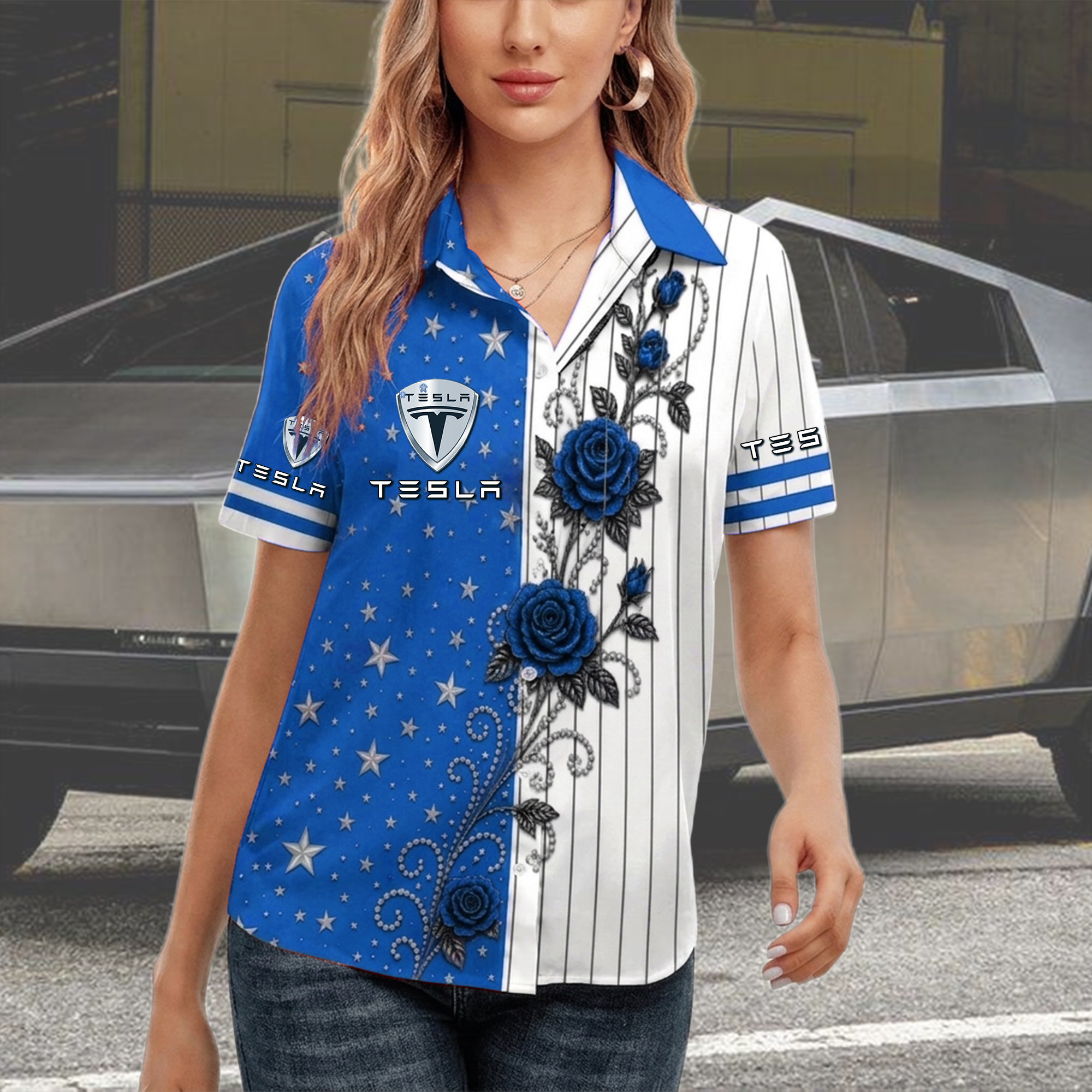 Tesla Women Short Sleeve Shirt - Image 3