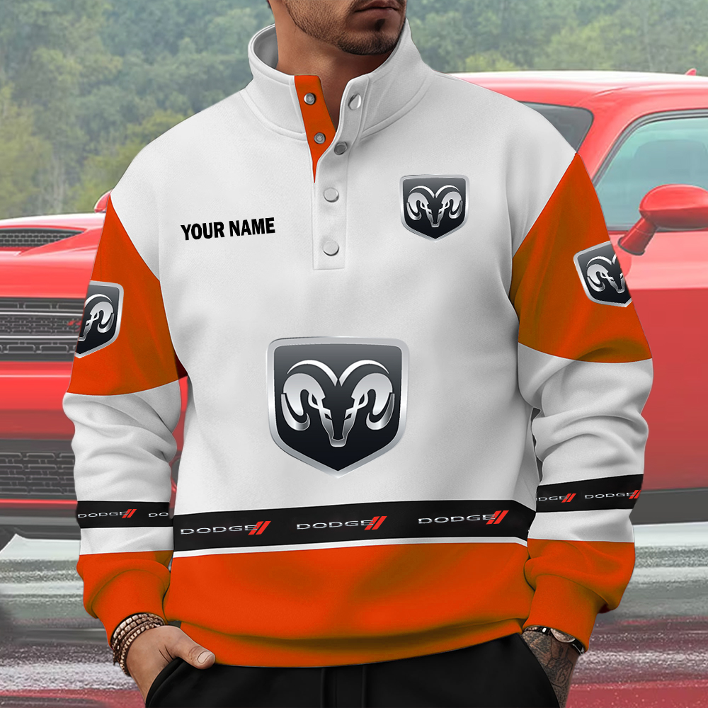 Dodge Custom Name Quarter Button Pullover Sweatshirt - Image 3
