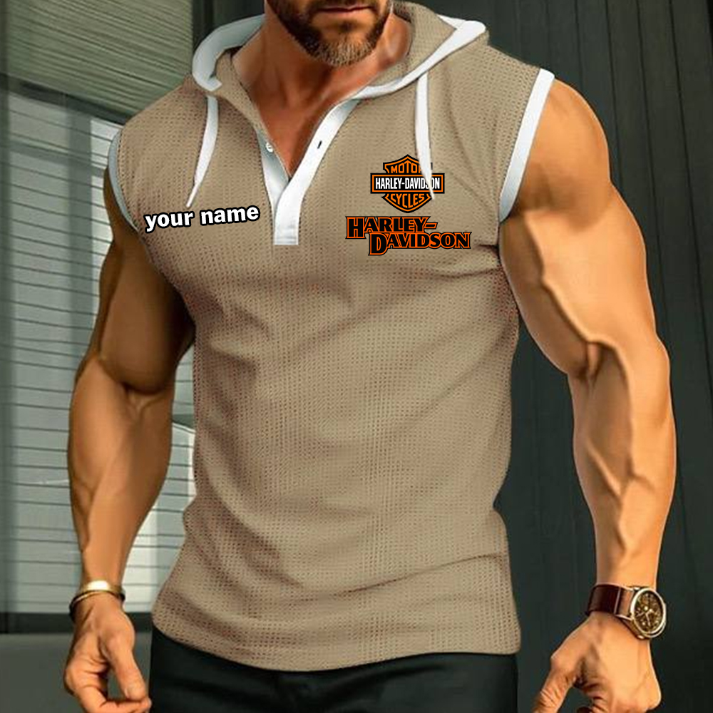 HD Sleeveless Hooded Muscle Fit Custom Name - Image 4