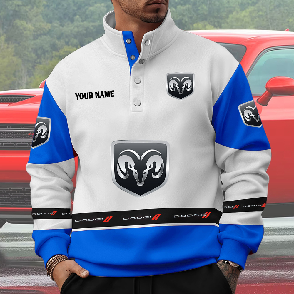 Dodge Custom Name Quarter Button Pullover Sweatshirt - Image 4
