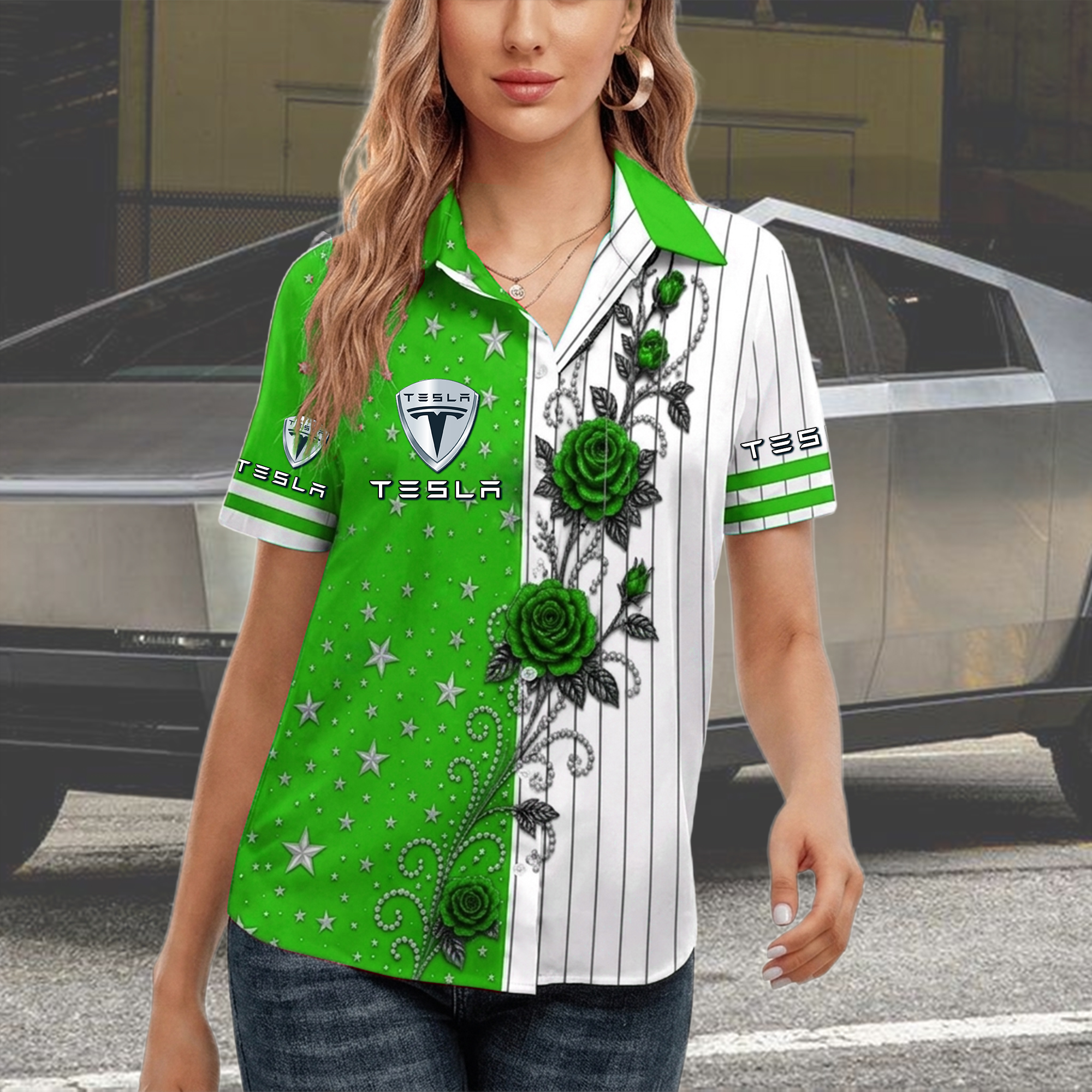 Tesla Women Short Sleeve Shirt - Image 5