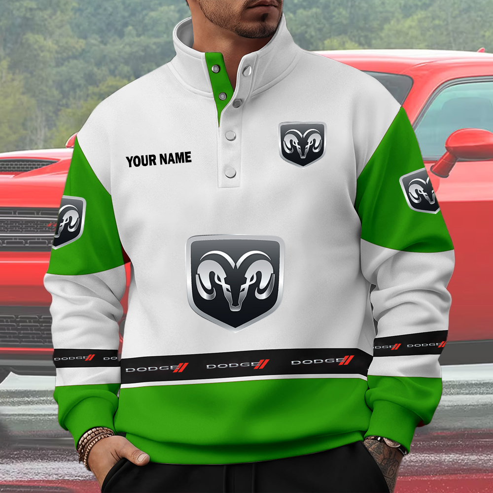 Dodge Custom Name Quarter Button Pullover Sweatshirt - Image 5