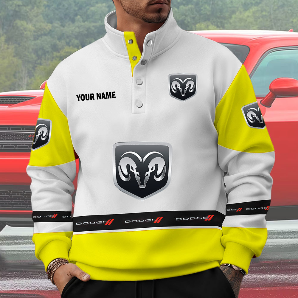 Dodge Custom Name Quarter Button Pullover Sweatshirt - Image 6