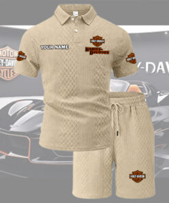 HD Tracksuit Men's Leisure 2-Piece Polo Shirt Short Sleeve Jacquard