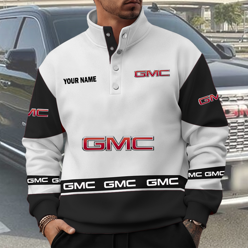 GMC Custom Name Quarter Button Pullover Sweatshirt
