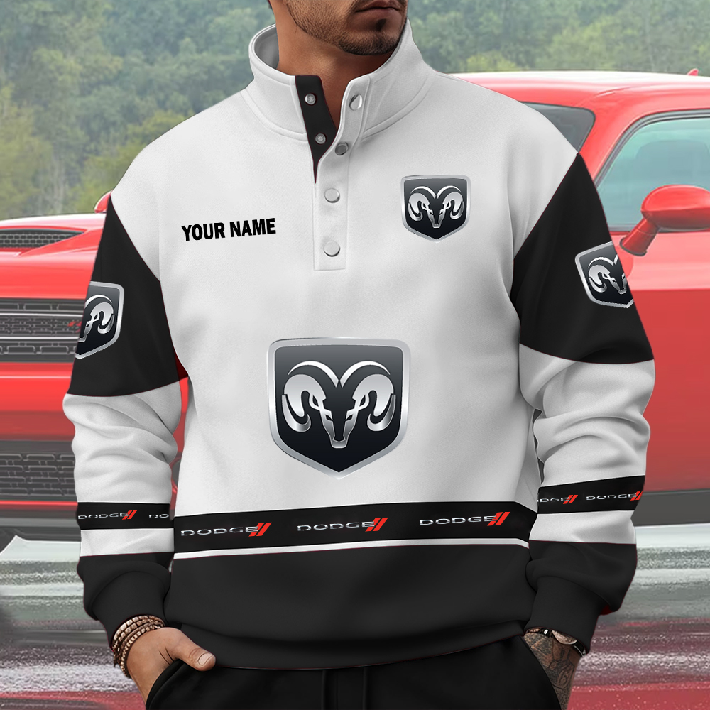 Dodge Custom Name Quarter Button Pullover Sweatshirt