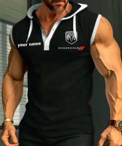 Dodge Sleeveless Hooded Muscle Fit Custom Name