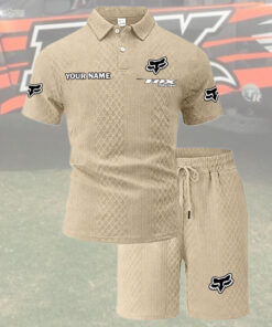 Fox Tracksuit Men's Leisure 2-Piece Polo Shirt Short Sleeve Jacquard