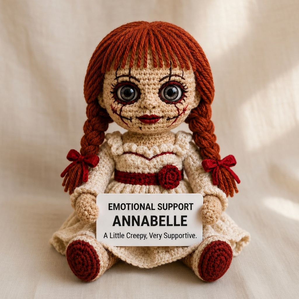 Annabelle Crochet Doll, Handmade Halloween, Gift for Horror Fans