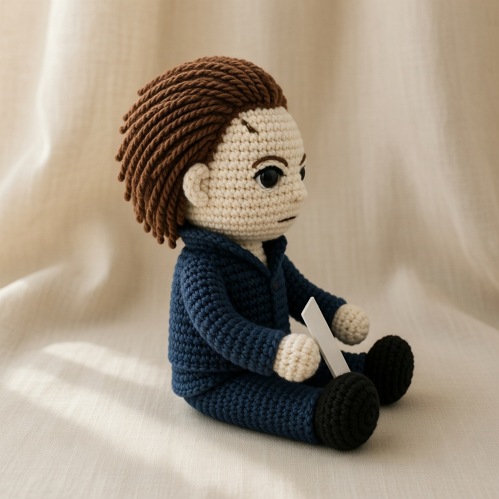 Michael Myers Crochet Doll, Handmade Halloween, Gift for Horror Fans - Image 3