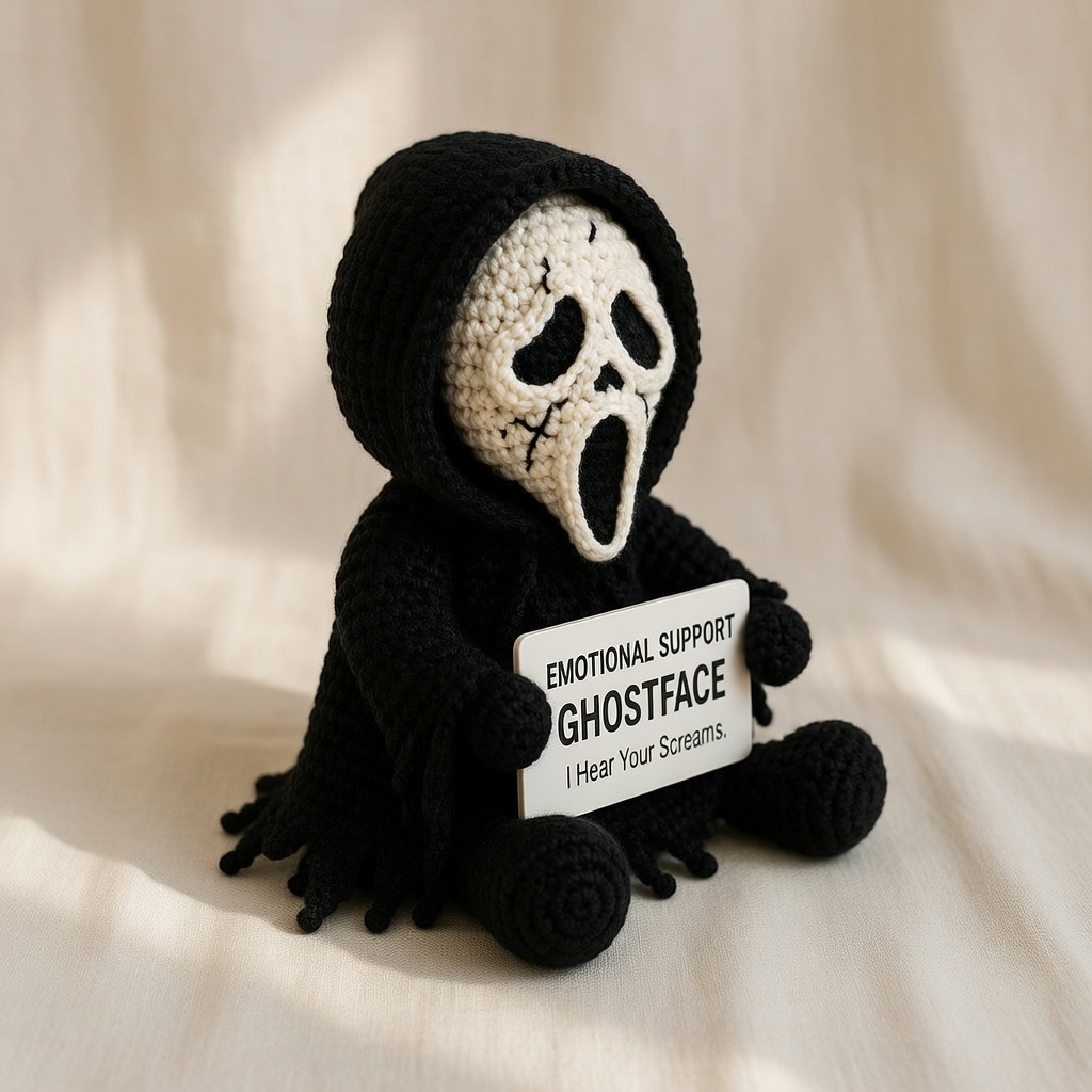 Ghostface Crochet Doll, Handmade Halloween, Gift for Horror Fans - Image 3
