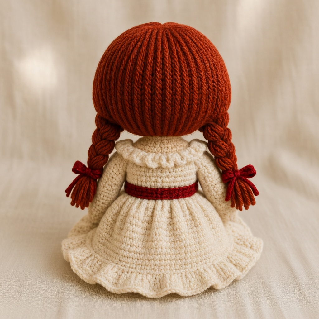 Annabelle Crochet Doll, Handmade Halloween, Gift for Horror Fans - Image 3