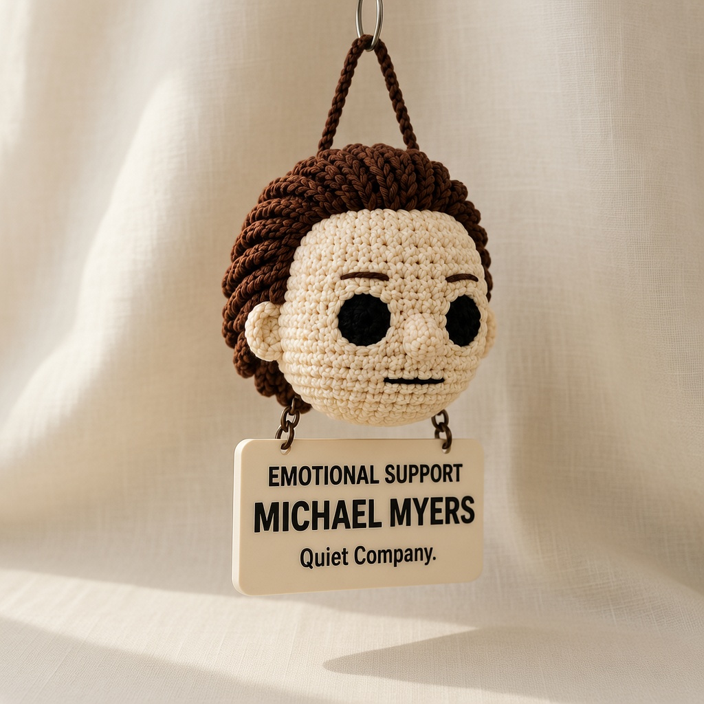 Michael Myers Crochet, Car Hanging Ornament, Handmade Horror - Image 3