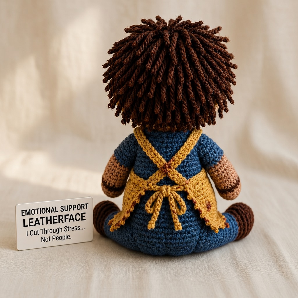 Leatherface Crochet Doll, Handmade Halloween, Gift for Horror Fans - Image 4