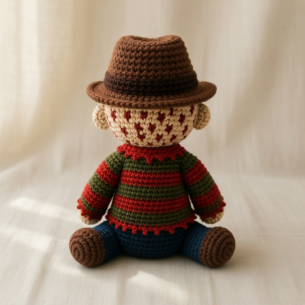 Freddy Krueger Crochet Doll, Handmade Halloween, Gift for Horror Fans - Image 4