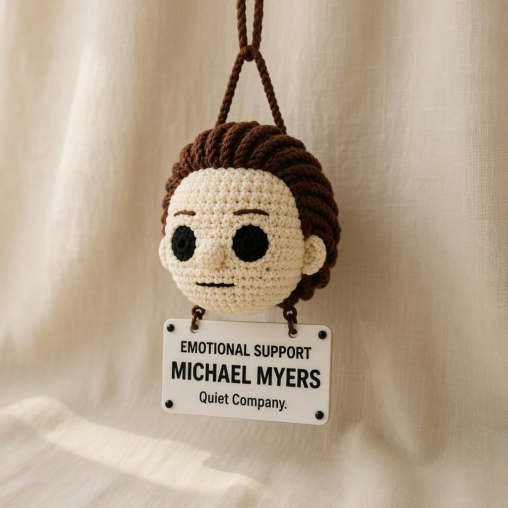 Michael Myers Crochet, Car Hanging Ornament, Handmade Horror - Image 4