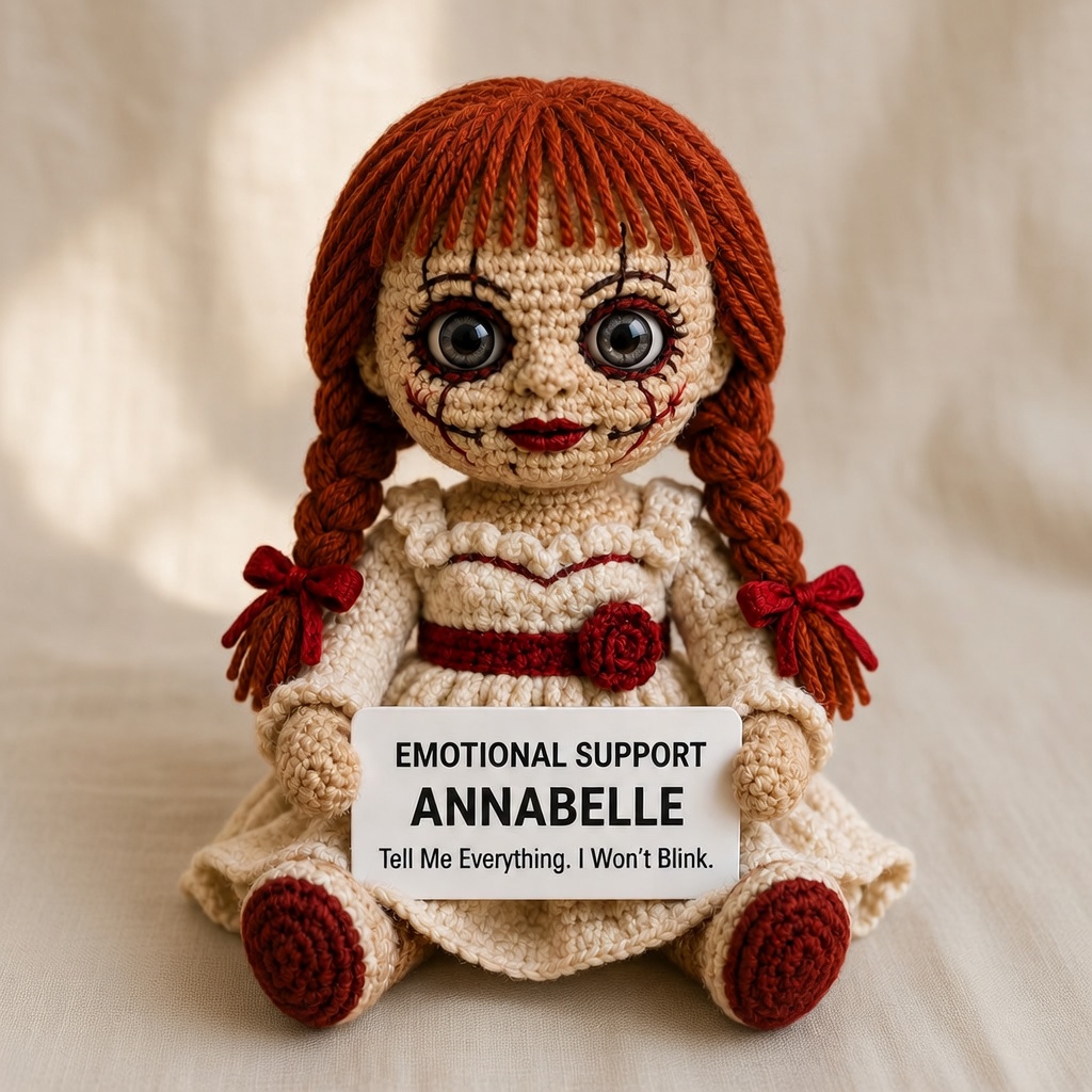 Annabelle Crochet Doll, Handmade Halloween, Gift for Horror Fans