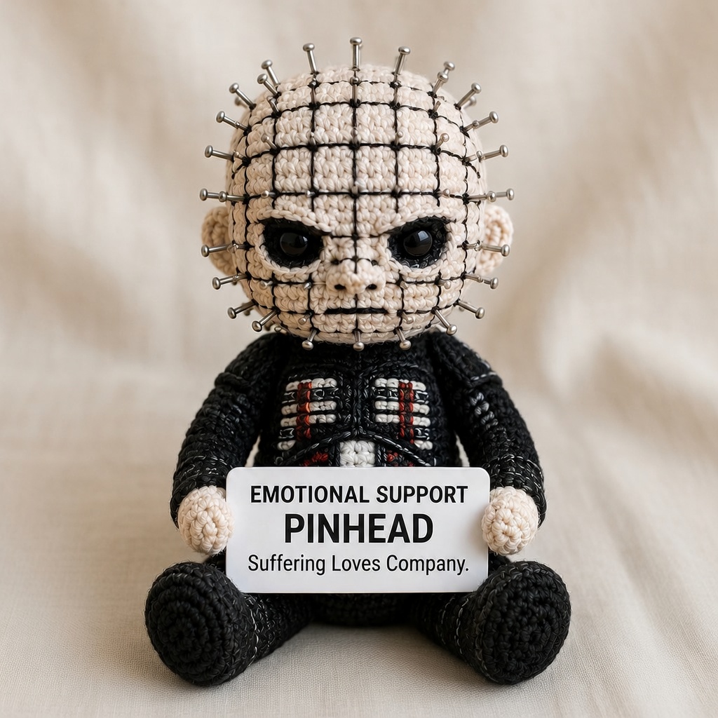 Pinhead Crochet Doll, Handmade Halloween, Gift for Horror Fans