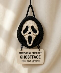 Ghostface Crochet, Car Hanging Ornament, Handmade Horror Gift