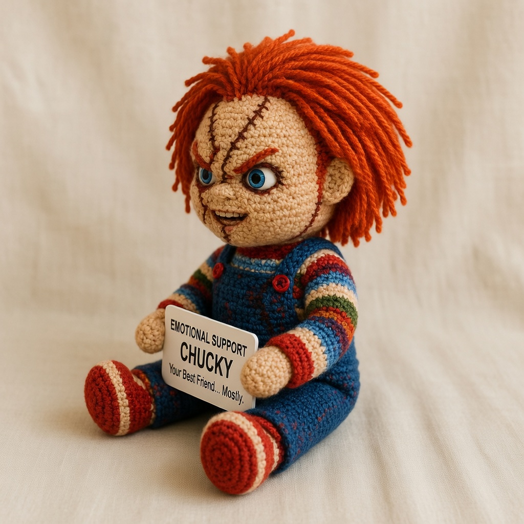 Chucky Crochet Doll, Handmade Halloween, Gift for Horror Fans - Image 3