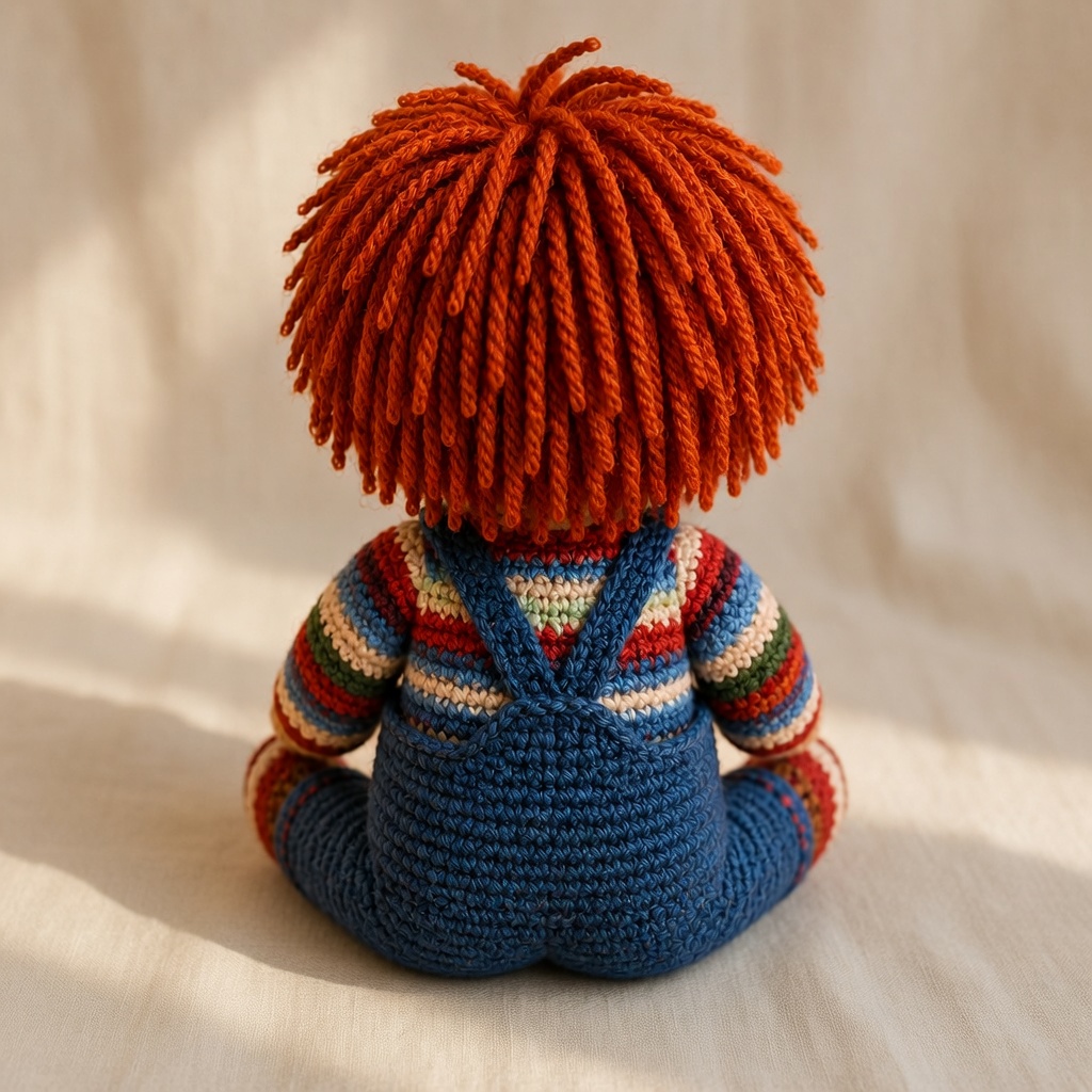 Chucky Crochet Doll, Handmade Halloween, Gift for Horror Fans - Image 4
