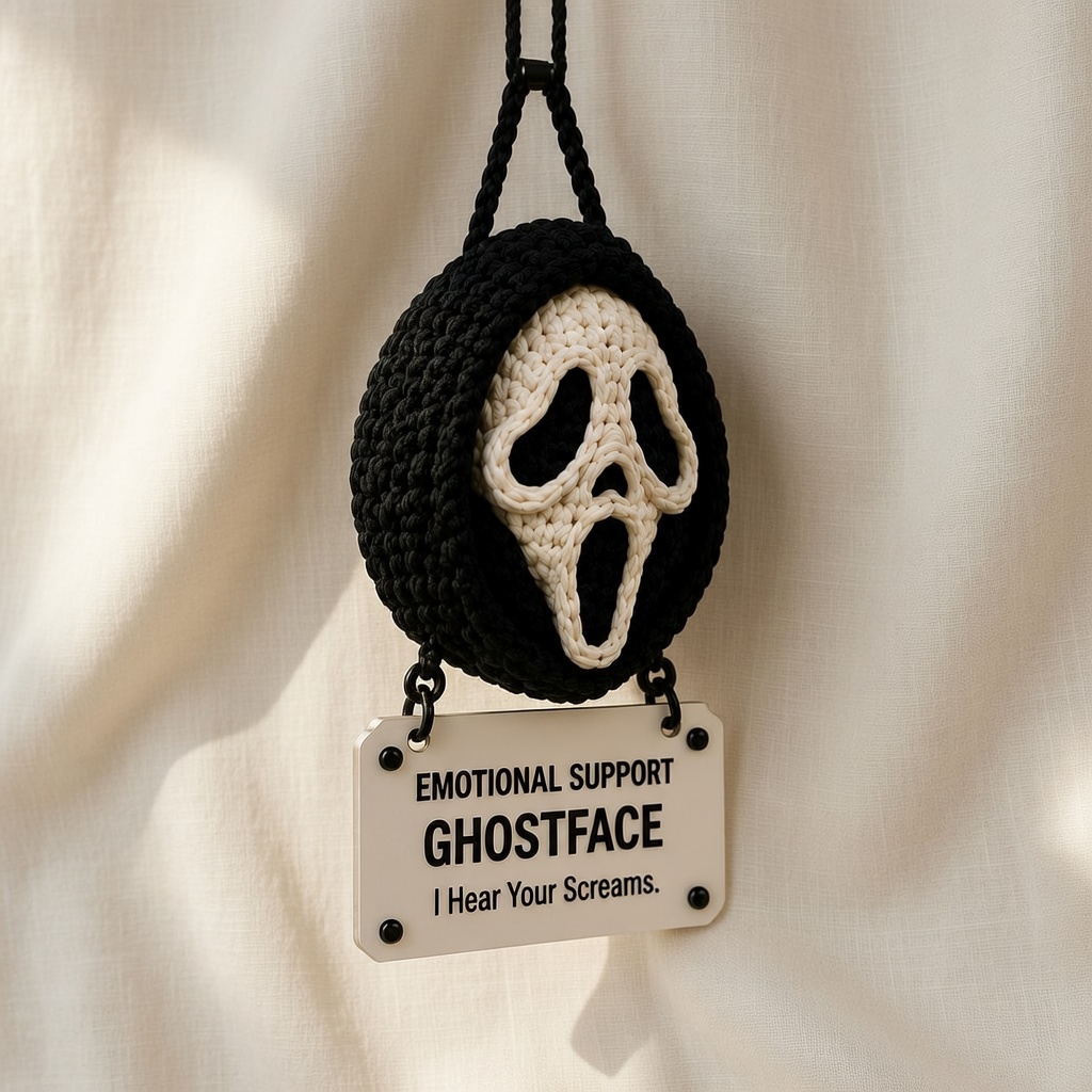 Ghostface Crochet, Car Hanging Ornament, Handmade Horror Gift - Image 4
