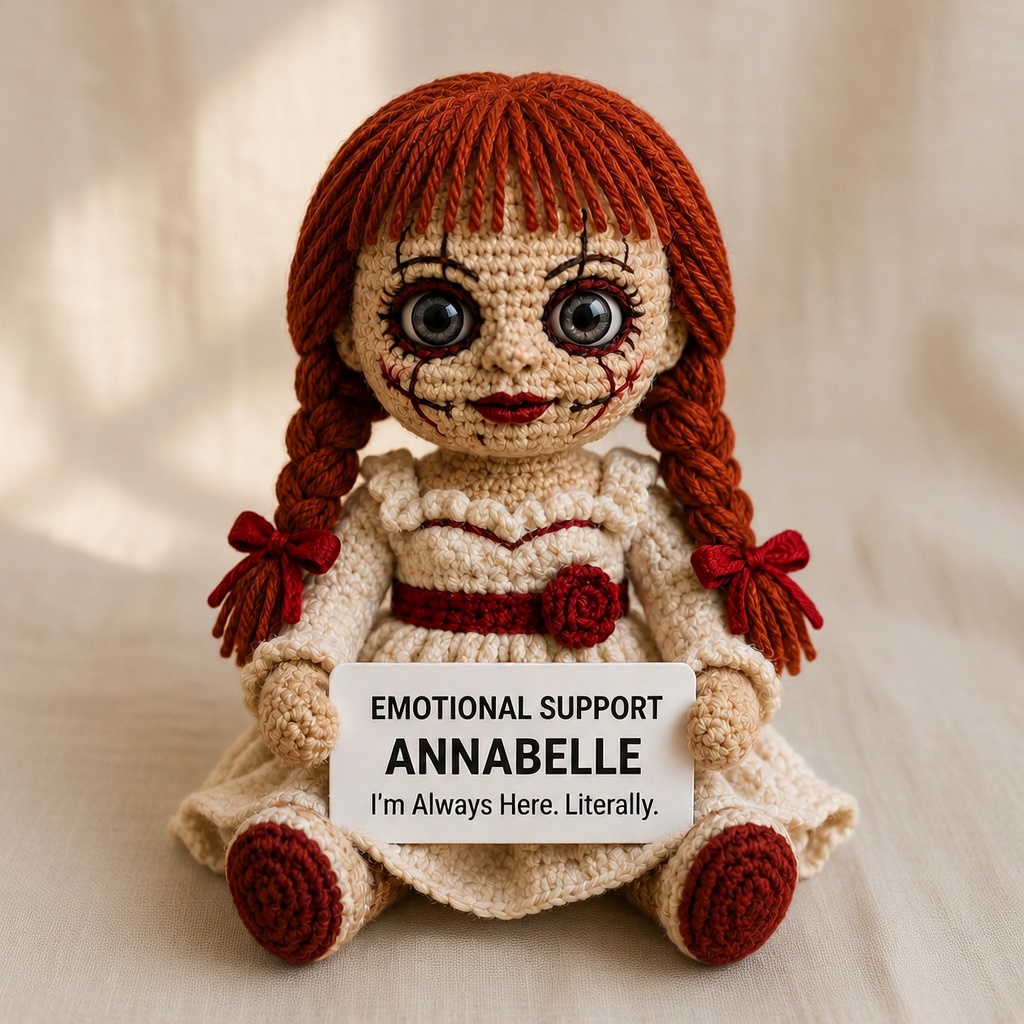 Annabelle Crochet Doll, Handmade Halloween, Gift for Horror Fans