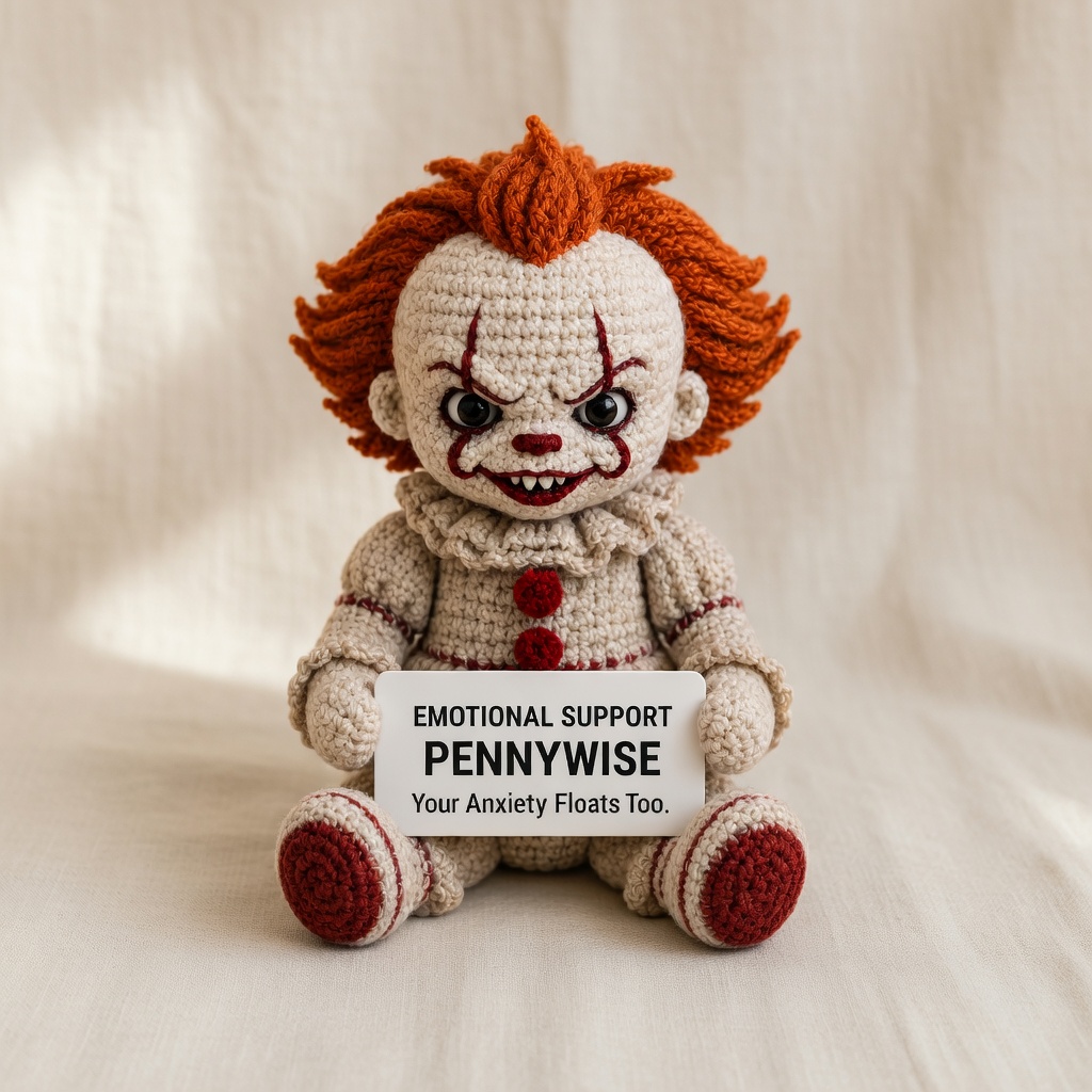 Pennywise Crochet Doll, Handmade Halloween, Gift for Horror Fans