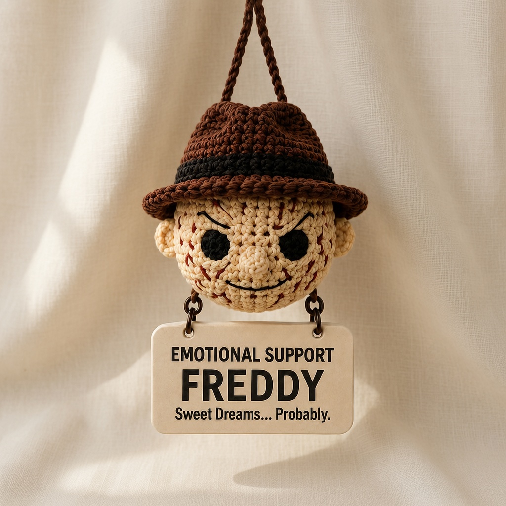 Freddy Krueger Crochet, Car Hanging Ornament, Handmade Horror Gift