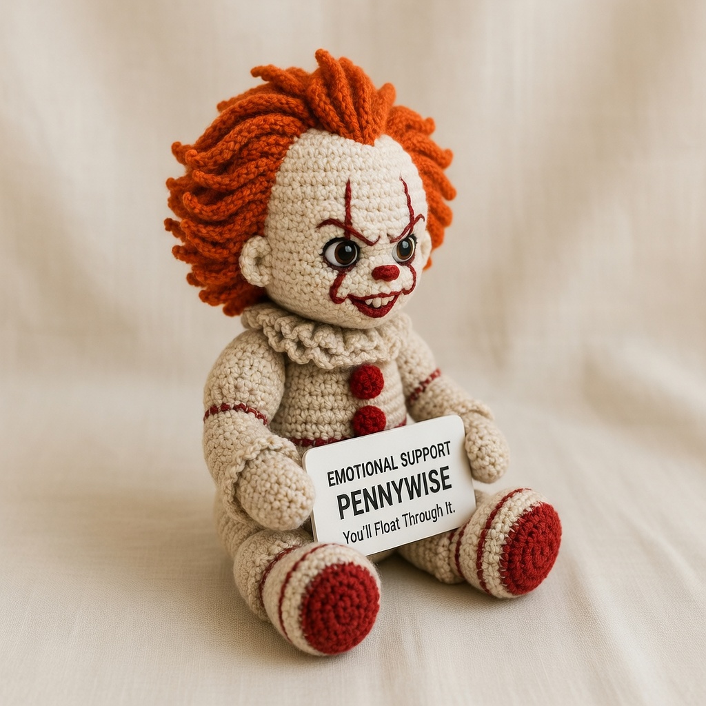 Pennywise Crochet Doll, Handmade Halloween, Gift for Horror Fans - Image 4
