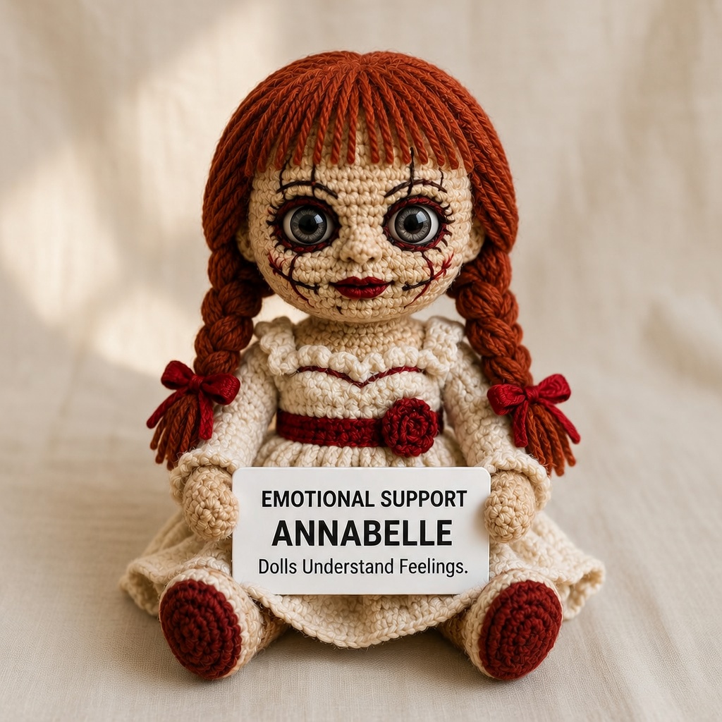 Annabelle Crochet Doll, Handmade Halloween, Gift for Horror Fans