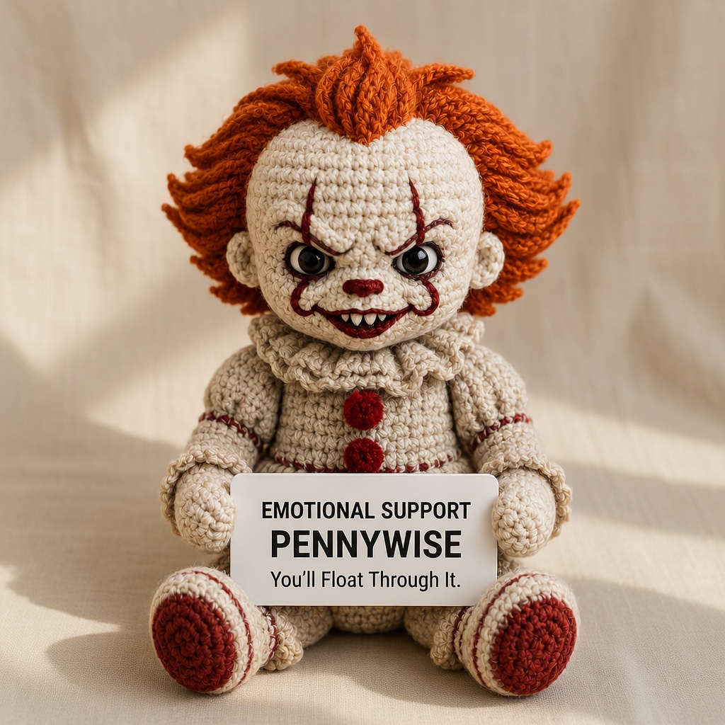 Pennywise Crochet Doll, Handmade Halloween, Gift for Horror Fans