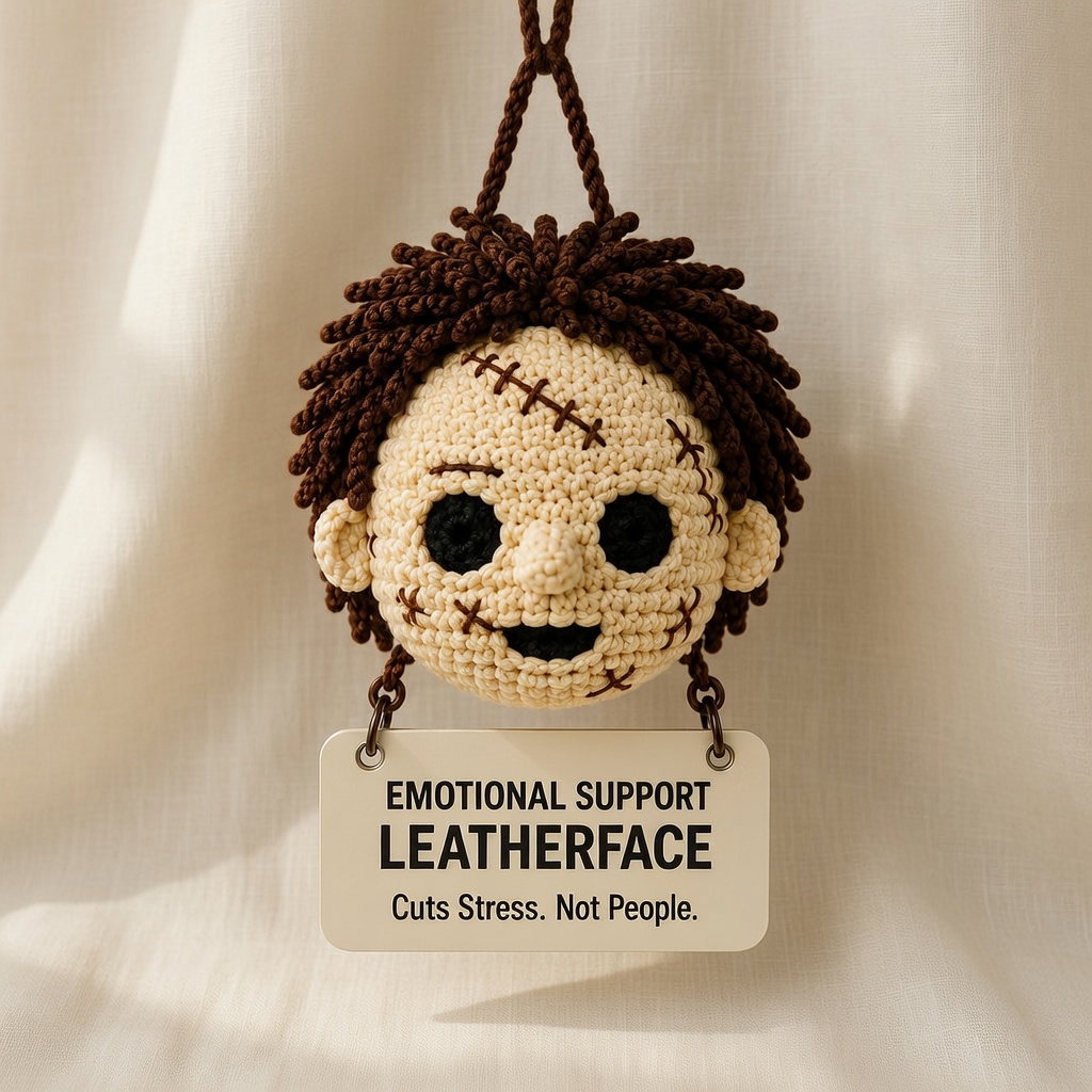 Leatherface Crochet, Car Hanging Ornament, Handmade Horror Gift