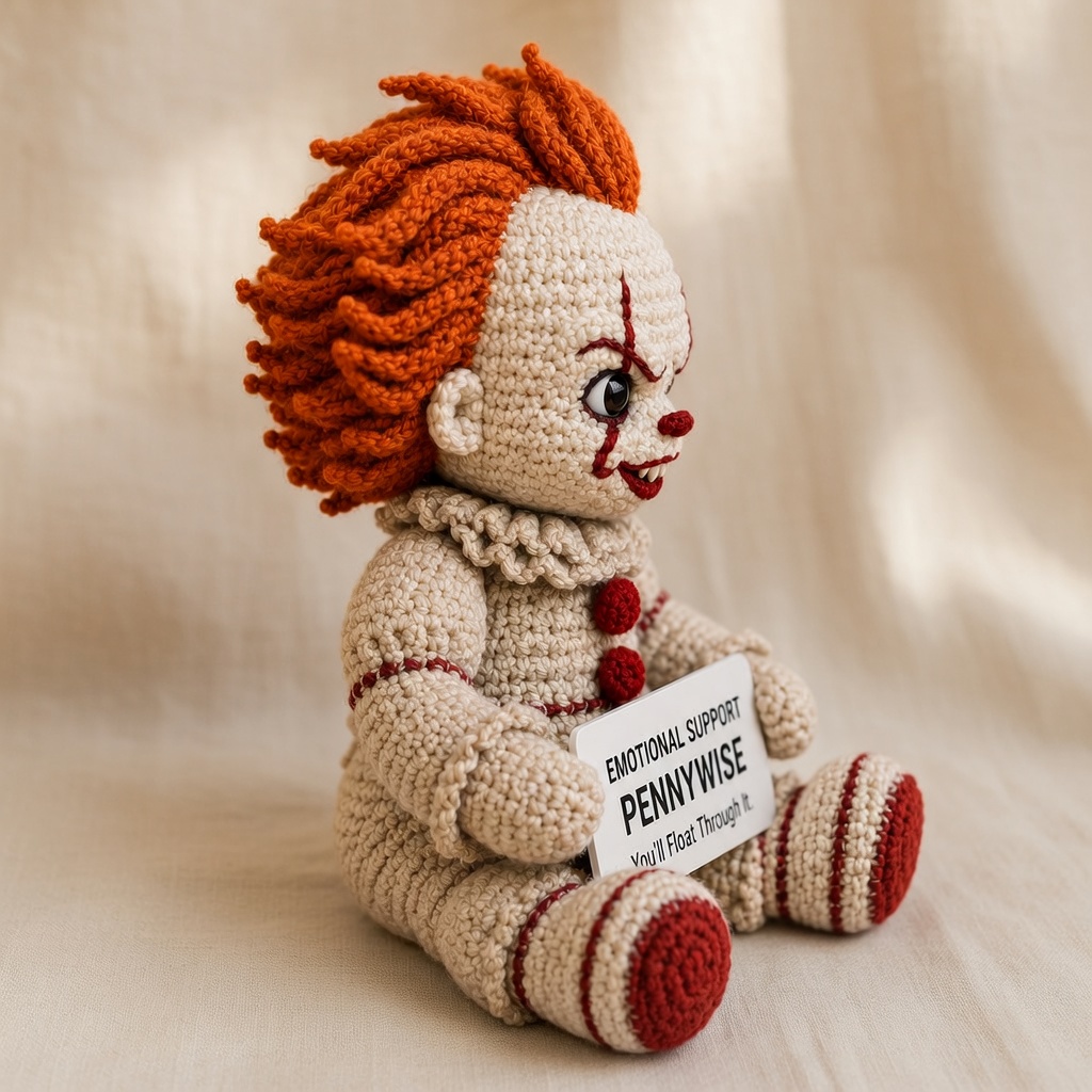Pennywise Crochet Doll, Handmade Halloween, Gift for Horror Fans - Image 4