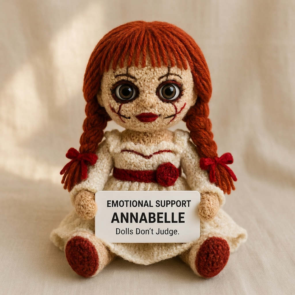 Annabelle Crochet Doll, Handmade Halloween, Gift for Horror Fans