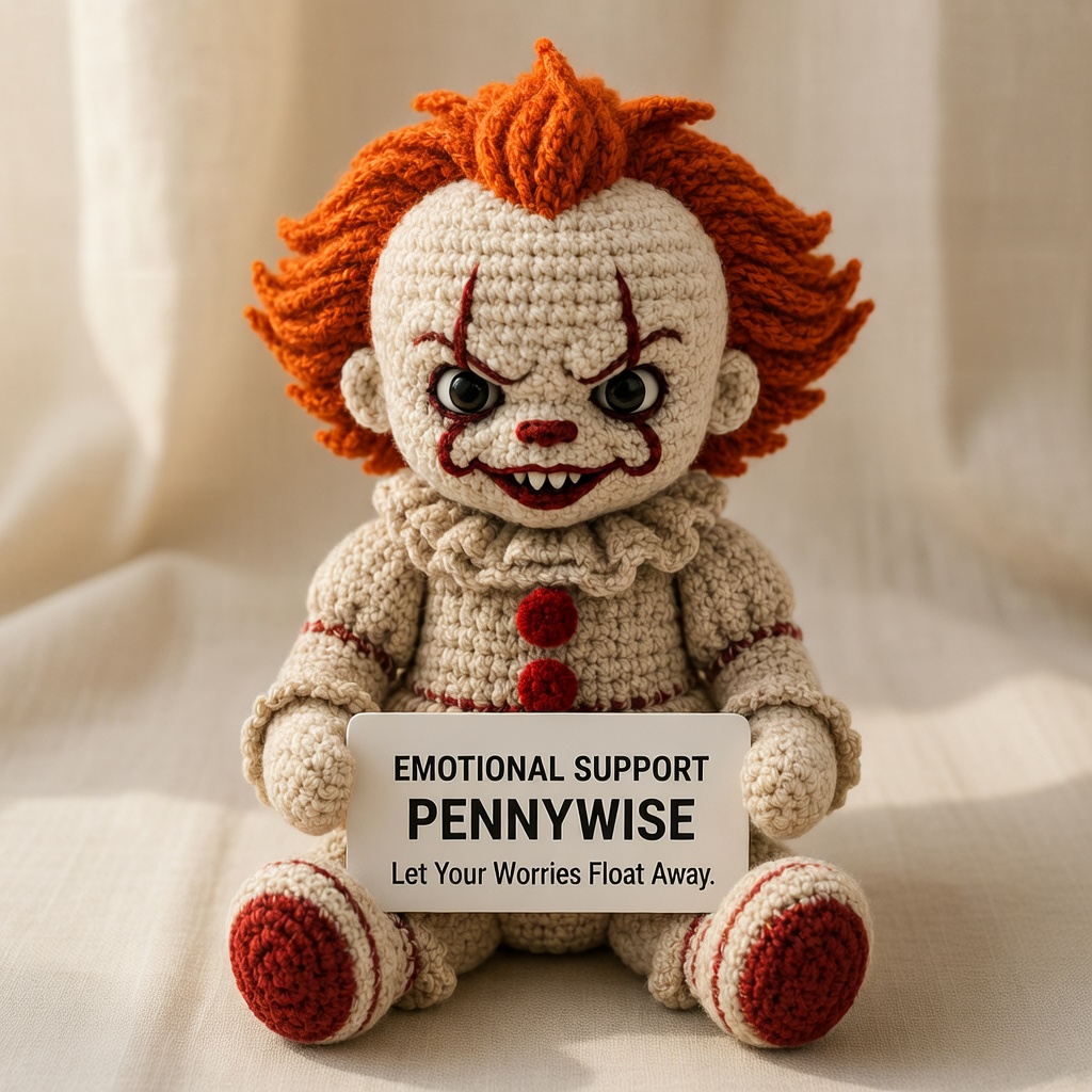 Pennywise Crochet Doll, Handmade Halloween, Gift for Horror Fans