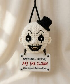 Art the Clown Crochet, Car Hanging Ornament, Handmade Horror Gift