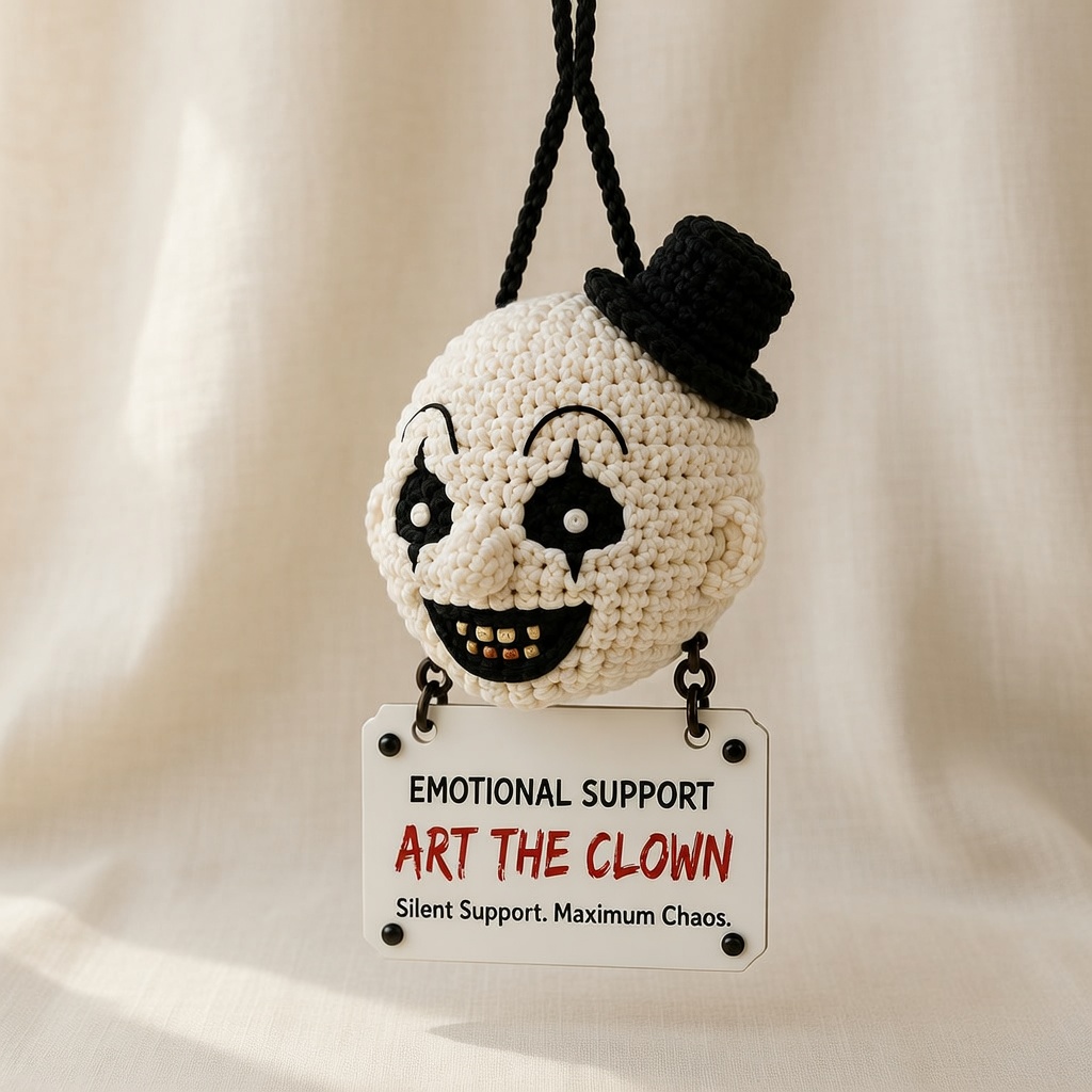 Art the Clown Crochet, Car Hanging Ornament, Handmade Horror Gift - Image 4
