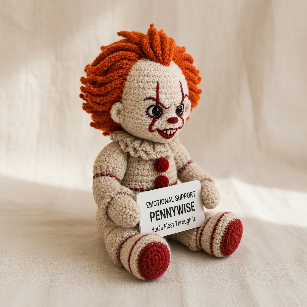 Pennywise Crochet Doll, Handmade Halloween, Gift for Horror Fans - Image 4
