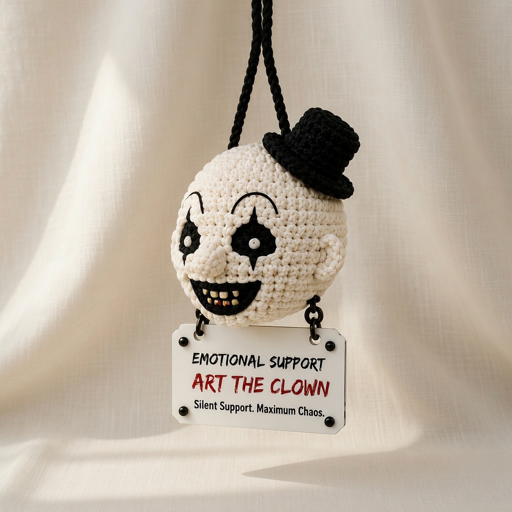 Art the Clown Crochet, Car Hanging Ornament, Handmade Horror Gift - Image 5